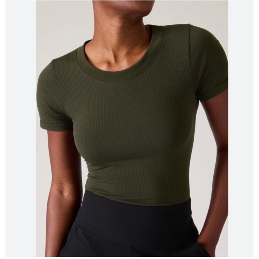 Athleta Renew Seamless Crewneck Tee Women's Medium Green
